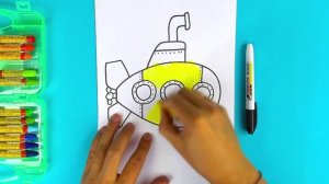 Как нарисовать БАТИСКАФ - Желтая подводка лодка - урок рисования - простые рисунки