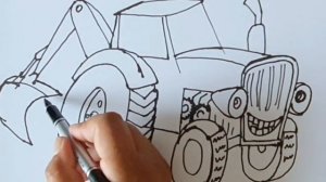 Как нарисовать весёлый трактор для детей. How to draw a fun tractor for kids.