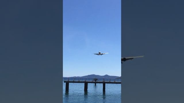 Plane landing at Corfu (Kerkyra) Airport above me