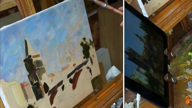 Урок масляной живописи. Прага. Карлов мост. Мастер-класс. Уроки рисования. Научиться рисовать.