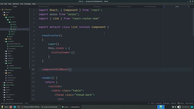 Tutorial CRUD API Rest – CodeIgniter 4 & React.js #5 List