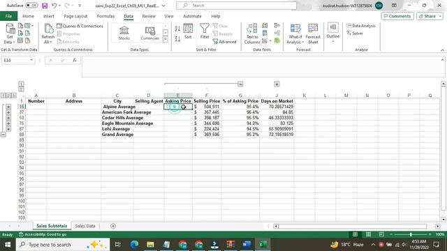 Exp22_Excel_Ch05_ML1_RealEstate | Exp22 Excel Ch05 ML1 RealEstate | Exp19 | @PearsonSolution