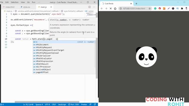 Cute Panda Using JavaScript || #30DaysOfCode || #JavaScript Project