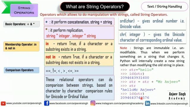 String & Text Handling | Python Tutorial #14 | String Operator | Slice | Methods | Functions