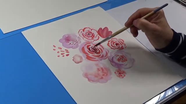 Учимся рисовать цветы акварельными красками