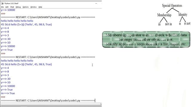16 Basic Python Lecture 15 Assignment and Special operators Membership operator identity operator смотреть онлайн