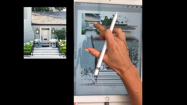 Быстрый скетч входной зоны в дом. Рисуем на iPad Pro. Урок Procreate (прокриэйт)