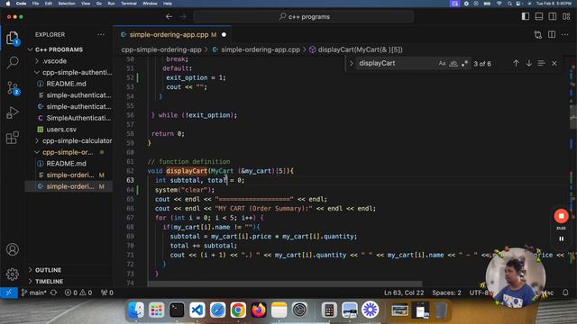 C++ Learning Journey Day 37(feb.06, 2024)- Simple Ordering App V1