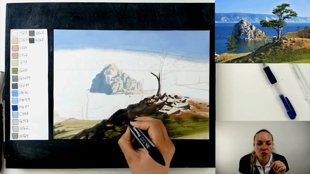 Скетч маркерами Байкал 28 мая