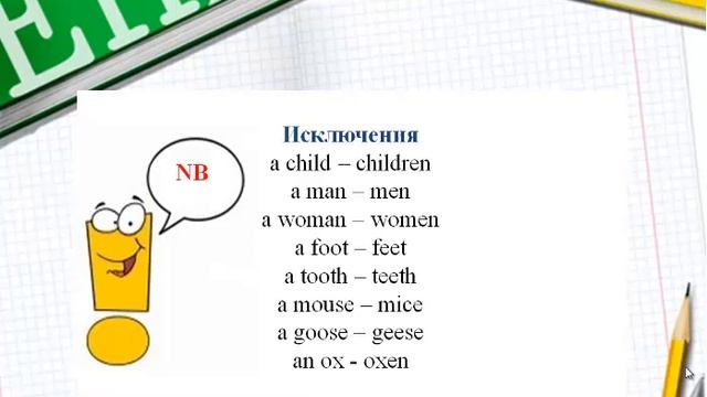 Образование множественного числа существительных