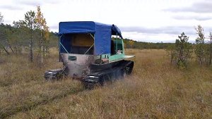 Обзор Вездеход ( Мечта)своими руками на гусеницах, первый раз на болоте за клюквой.