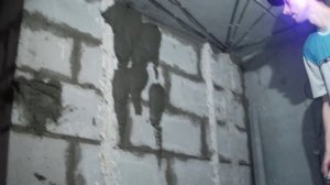 Штукатурка газоблока цементным раствором.