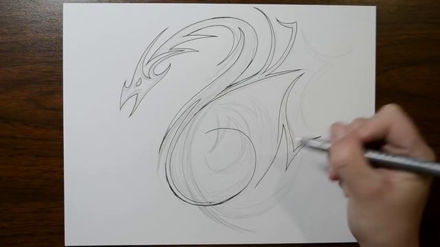 Drawing a Tribal Dragon Tattoo Design with Initials AM Incorporated смотреть онлайн