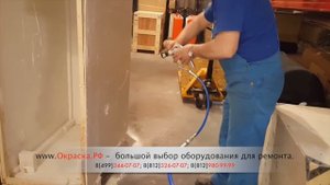 Распыление шпаклёвки Sheetrock (Шитрок) безвоздушным аппаратом ASPRO-6000