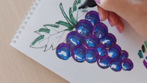 Урок рисования "Виноград" Рисуем вместе с детками виноград. Как нарисовать виноград?