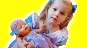 Crying Baby Doll, Little Girl Pushing Pink Pushchair, Nursery Rhymes Songs for Kids, Baby Born Doll