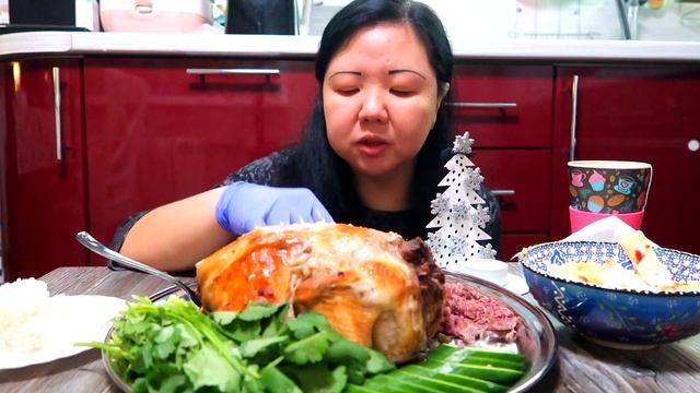 MUKBANG Azerbaijani Chicken/МУКБАНГ Курица ПО Азербайджански Лявянги.Готовила сама, рецепт под виде