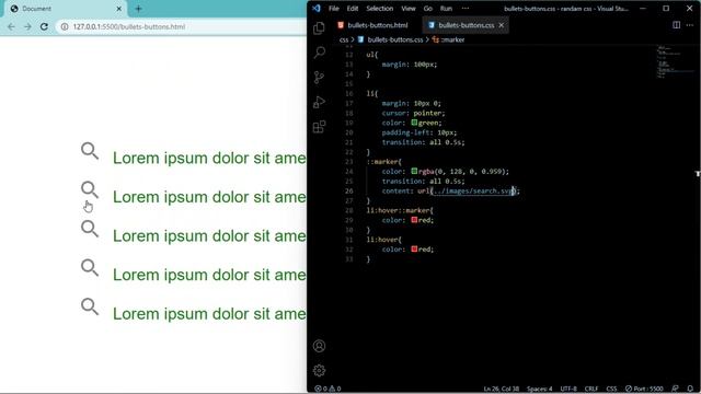 change list icons css in hindi | radio button color | html developer