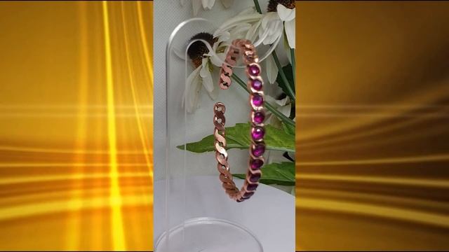 Медный браслет "Рубин" с синтетическим корундом смотреть онлайн