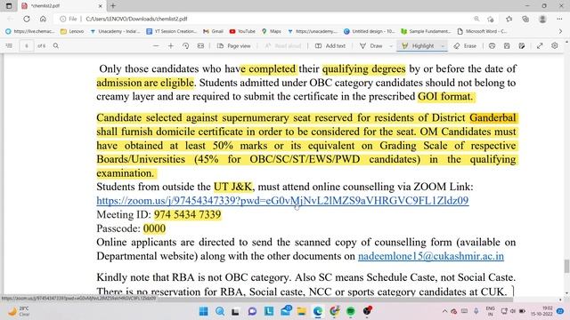 Merit List Released CUET PG 2022 I Admission Refund Policy I Admission ProcessI#cuet2022pg#CUKashmi