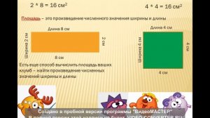 Математика 2 класс. Площадь прямоугольника