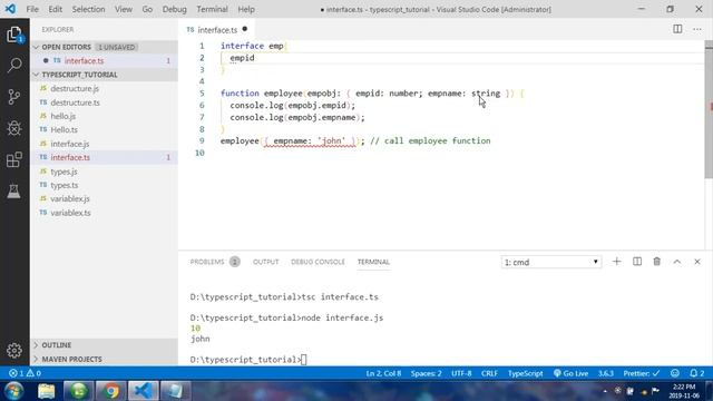 Introduction to interfaces in typescript