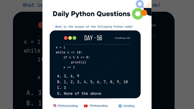 Python Coding challenge - Day 56 | What is the output of the following Python code?  #pythoncode