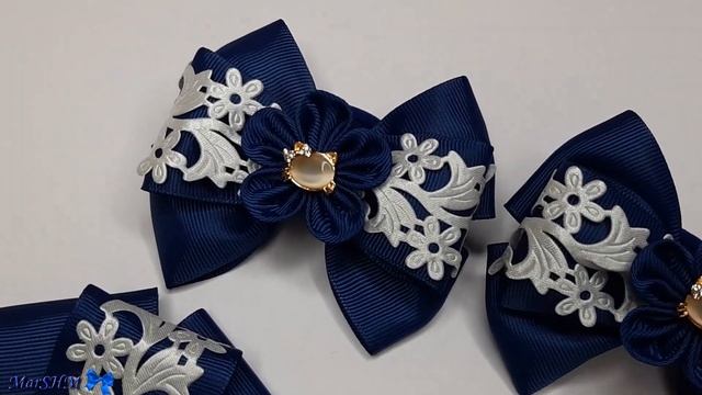 Школьные Бантики из Репсовых лент  4 см | МК Канзаши | Elegant School Bows from Grosgrain Ribbon