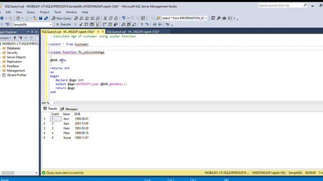 User Defined  Scalar Functions  in sql