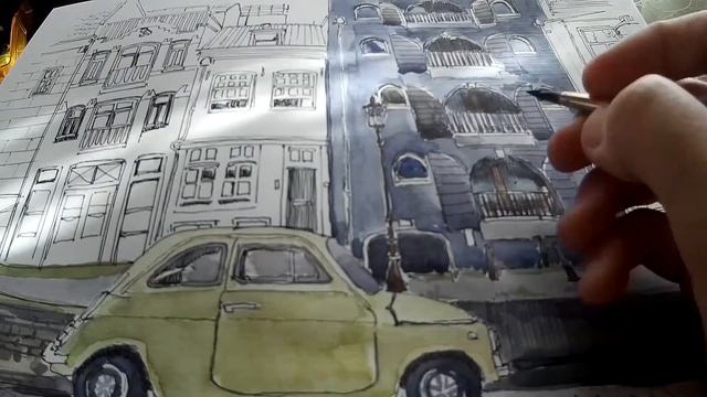 Амстердам, городской пейзаж акварелью / Amsterdam cityscape watercolor смотреть онлайн