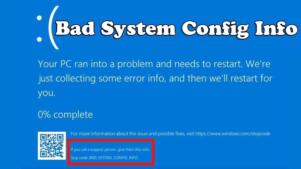 Как исправить синий экран смерти Windows 10. Bad system config info.Все варианты решения проблемы. смотреть онлайн