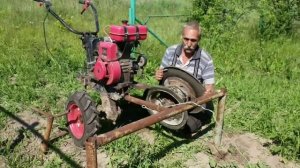 Окучиваем картофель с помощью культиватора, троса, умного приспособления.