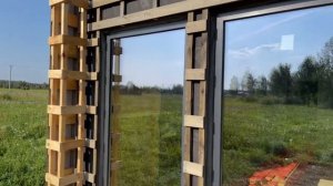 Панорамные окна в Каркасном доме. Монтаж фасадов Барнхаус