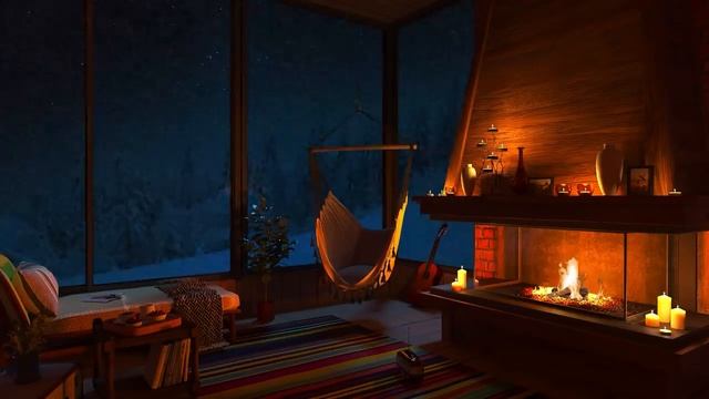 Relaxing snowstorm/Расслабляющая метель для сна | Звуки метели и потрескивание камина