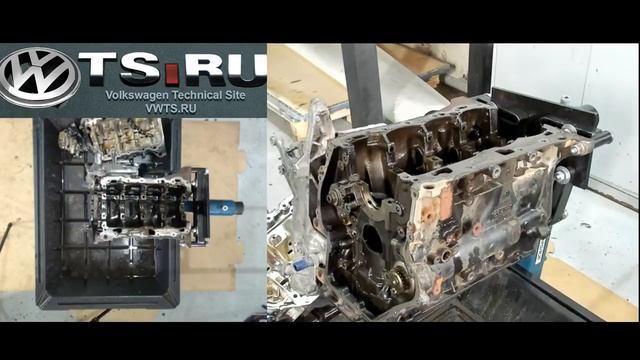 Разборка двигателя CDH 1.8TFSI AUDI A4. Сгоревший поршень 4го цилиндра.