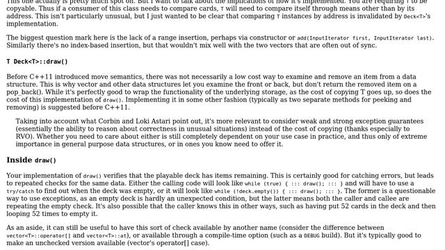 Code Review: Use Of Templates With Templated Deck Class (4 Solutions!!)