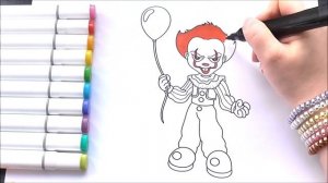 Клоун Пеннивайз Раскраска Как Нарисовать Клоуна Пеннивайз Рисуем Раскраски  Clown Pennywise Colorin