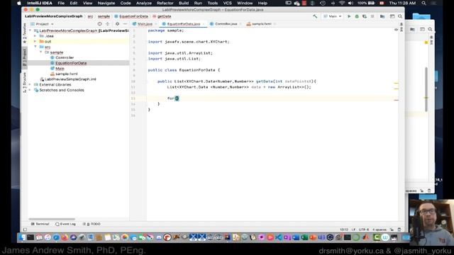 Practical Java: JavaFX Graphs Video 2 of 3: Graph with Simple Equation