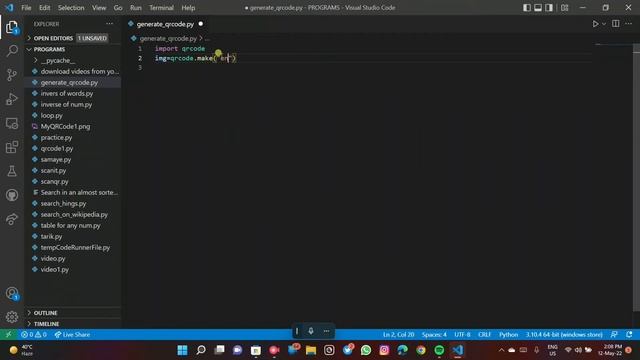 How to generate QRcode using python | small project | 2 minutes Python code | Using qrcode in Pytho
