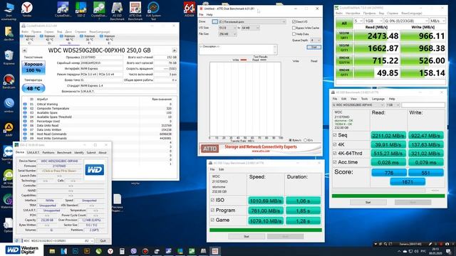 SSD WD Blue SN550 M.2 250Gb PCIe Gen3x4 NVMe (WDS250G2B0C) Обзор смотреть онлайн