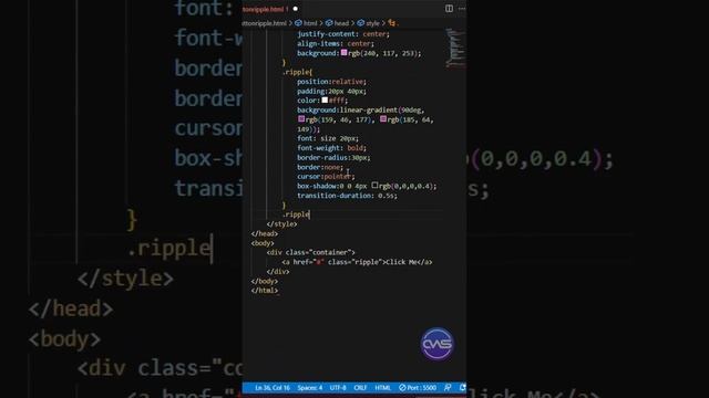 Button Ripple effect in HTML & Css #html #css #ripple #trending #trend #rippleeffect