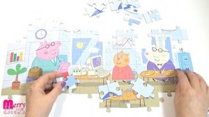 Пеппа и Джордж на работе у Папы Свина - собираем большой пазл Peppa Pig | Merry Nika