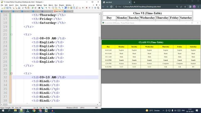 Advance HTML Tutorial - How to create a School TimeTable Using HTML, CSS