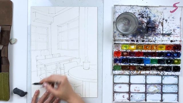Рисунок. Акварель. Архитектура. Интерьер-1