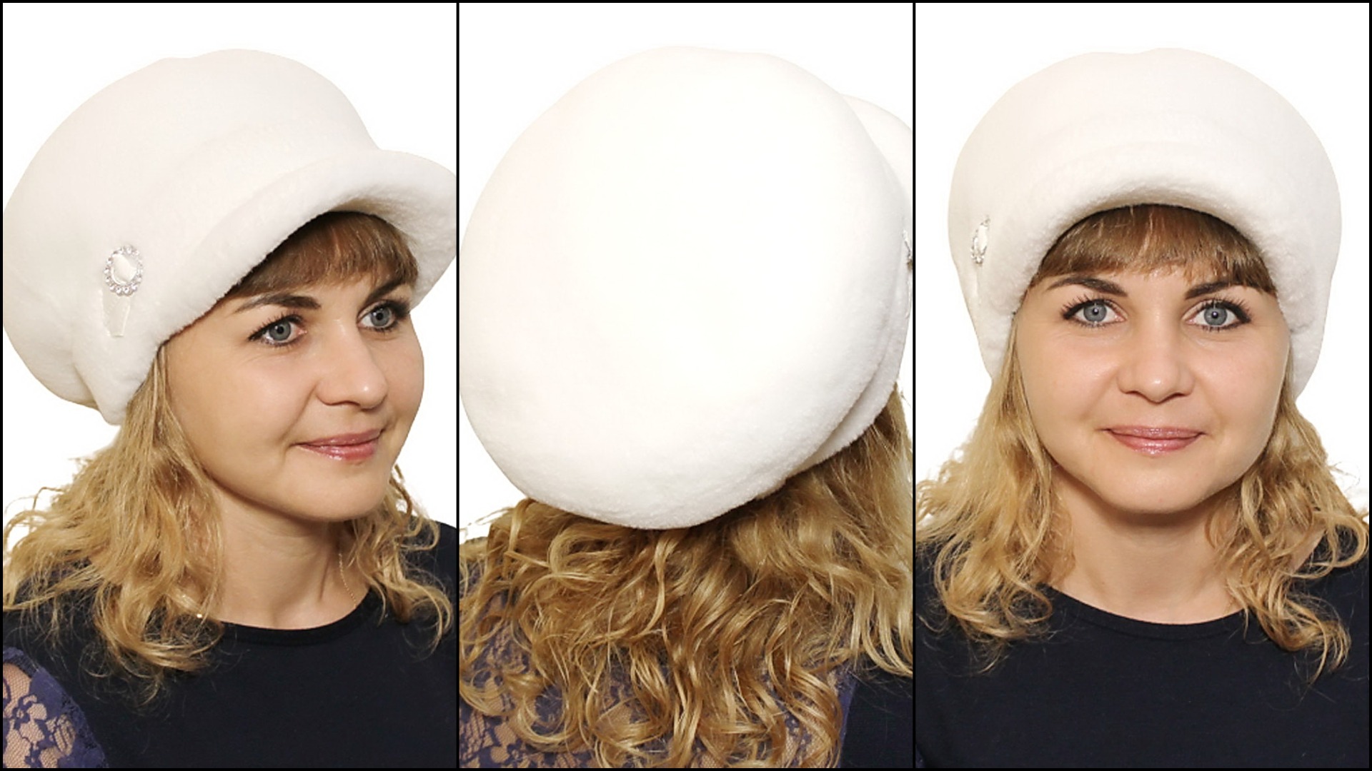 Женская кепка "Стейси" из искусственного меха (из экомеха) белого цвета