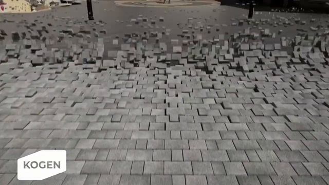 Визуализация выкладки плитки Сити Микс (цвет Черный мрамор) на улице Баумана