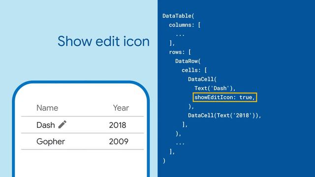 DataTable (Flutter Widget of the Week)