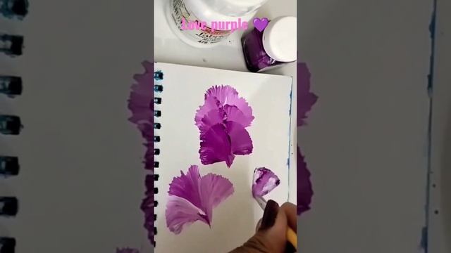 one stroke purple flowersll #art #painting #viral #shorts #youtubeshorts