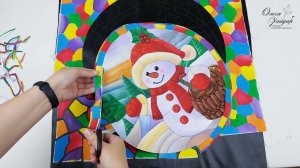 #17 ... "СНЕГОВИК"...часть 4... создаем витраж из лоскутов