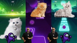 Video game tiles hop and musical cats